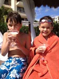 Enjoying their first drink of the vacation.